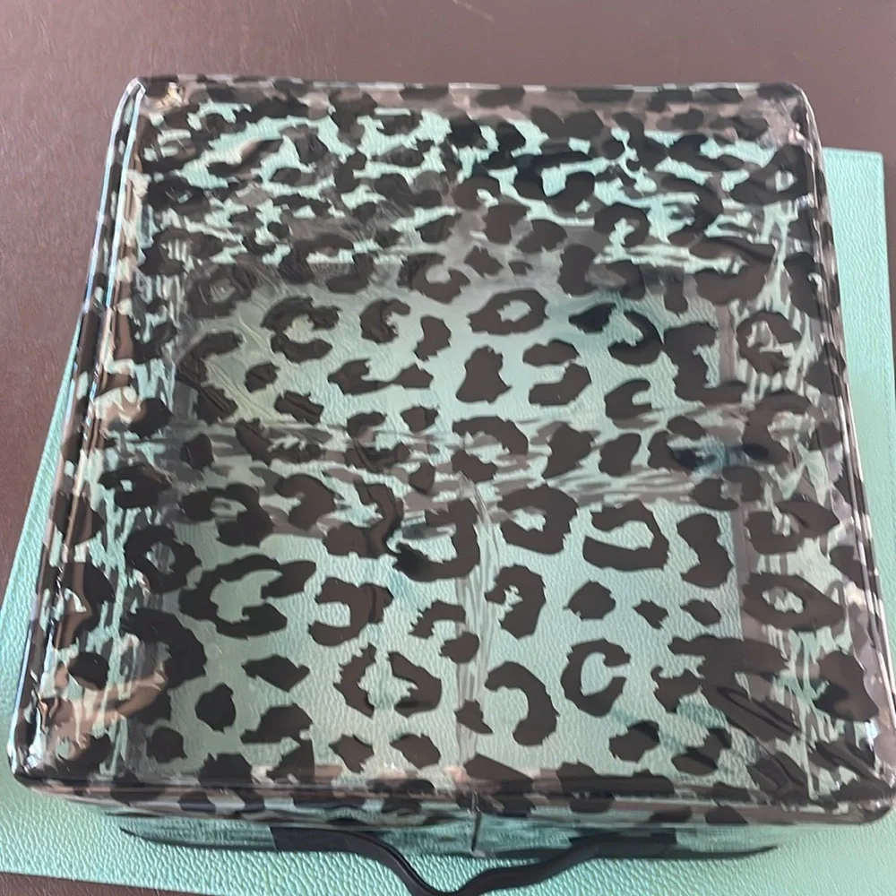 Clear with black animal print cosmetics tote